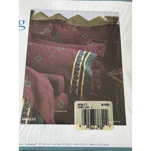 VTG Springmaid King Fitted Sheet Purple Marble Print 180 TC No Iron Percale NEW - Picture 5 of 5